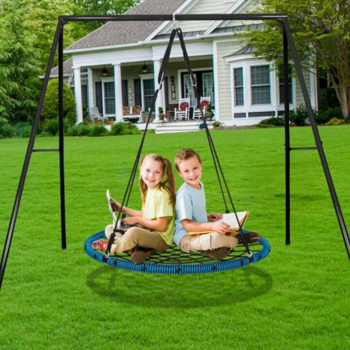 Round Spider Web Swing for Outdoor Play – Heavy Duty Saucer Swing for Kids, Easy to Hang in Backyard or Garden