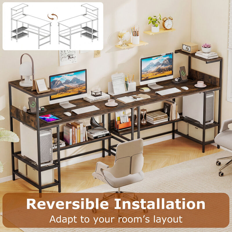 Computer Desk with Built In Power Outlets and Shelves for Home Office image number 6