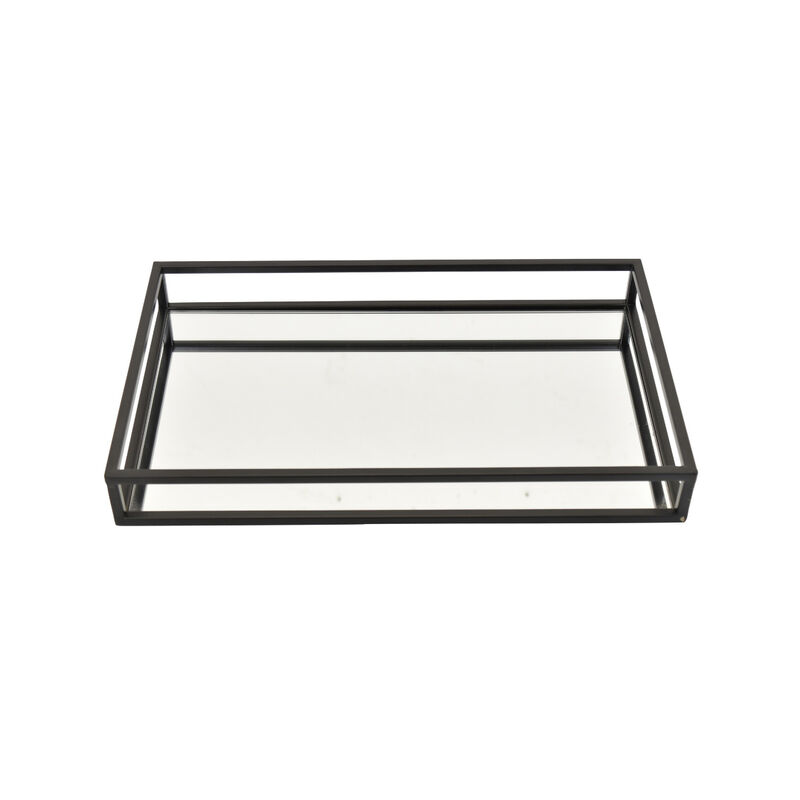 Shaya Rectangular Tray, Gallery Frame w Rails, Glass, Black Metal 16 Inch image number 2