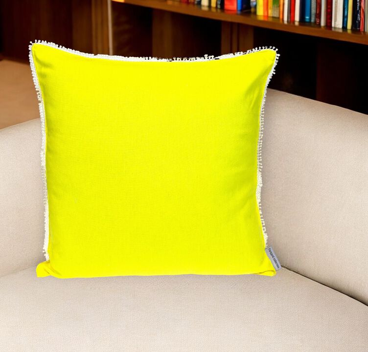 HomeRoots 20" Yellow Cotton Throw Pillow