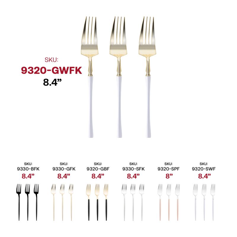 Gold with White Handle Moderno Plastic Dinner Forks (240 Forks) image number 6