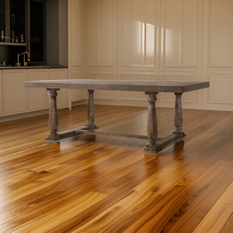 Traditional Style Wooden Dining Table with Rectangular Shape and Angled Legs, Brown - Benzara