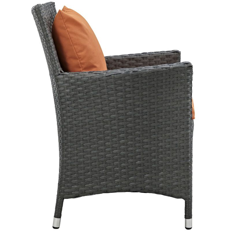 Modway Sojourn Wicker Rattan Outdoor Patio Sunbrella Fabric Dining Chair in Canvas Tuscan