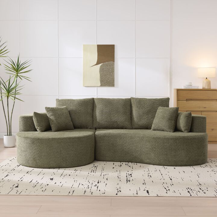 Christopher Knight Home Edana 106" Modern Cozy Upholstered 4 Seater Curved Sectional Sofa with 7 Pillows