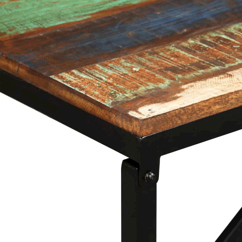 Bench Multicolour Solid reclaimed wood, steel 43.3 x 13.8 x 17.7 in