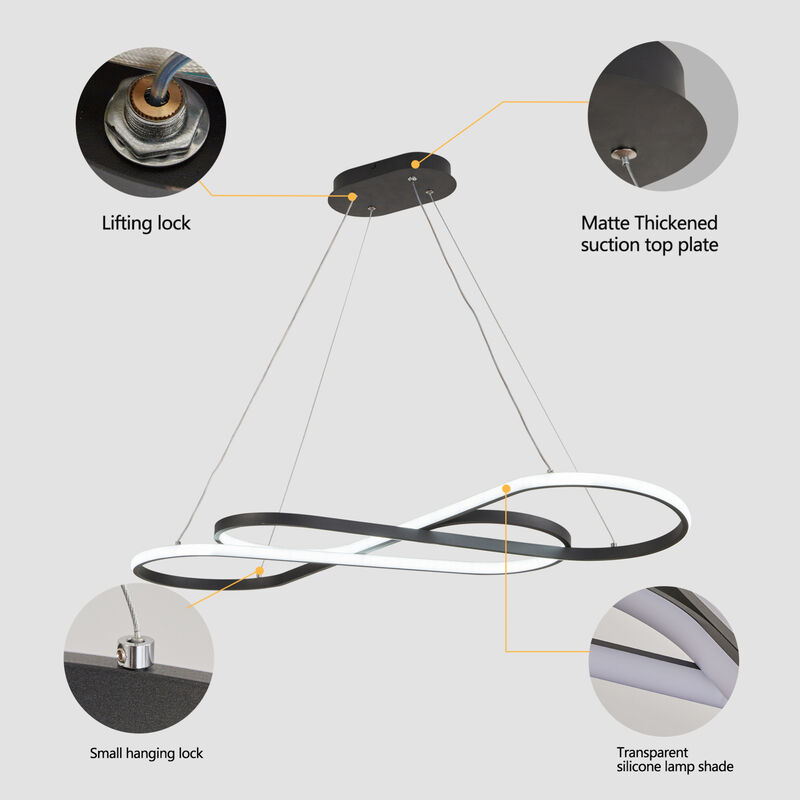 ELEMENT ACE Modern LED Pendant Light with Infinity Design, Adjustable Height Hanging Ceiling Fixture for Living Room Dining Room image number 7