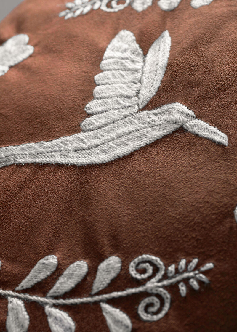 COLIBR&Iacute; Hand Embroidered Decorative Pillows in Terracota Velvet by ANDEAN, Set of 2, In Stock