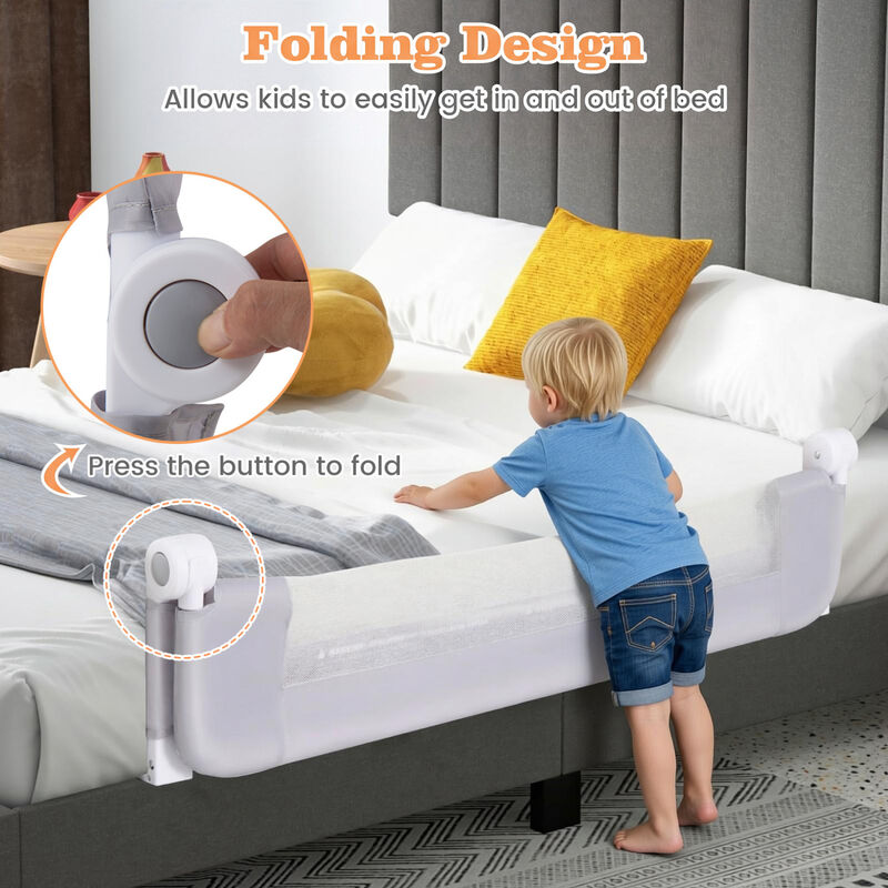 Foldable Baby Bed Guard Rail with Swing Down Design for Bedroom image number 5