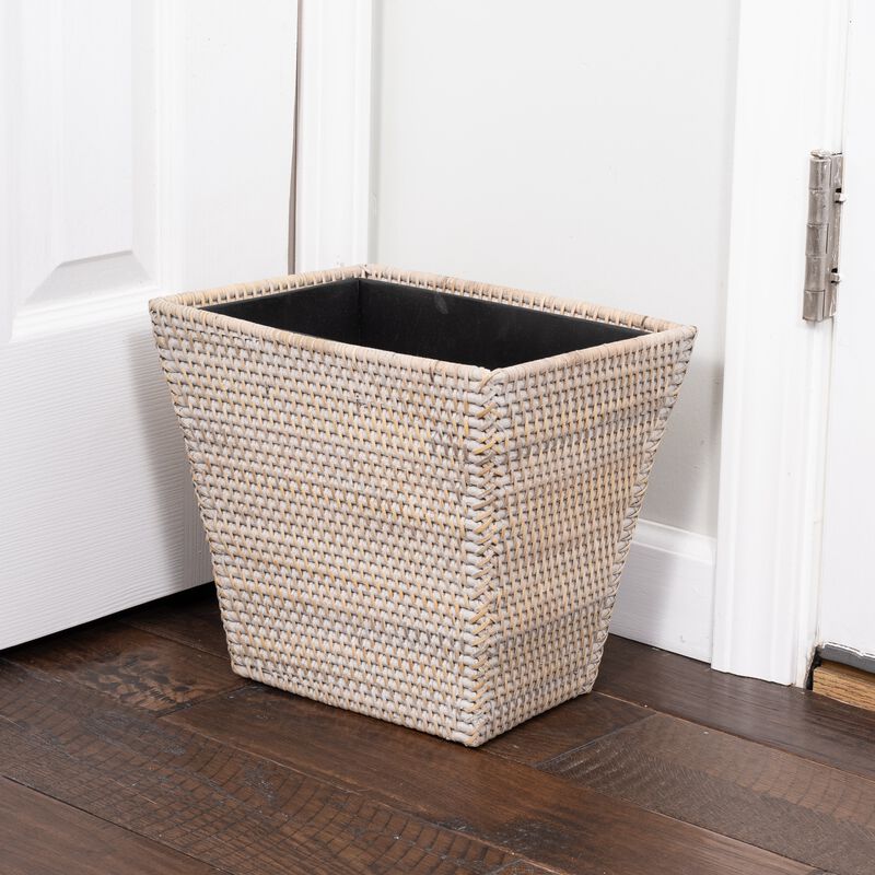 Rectangular Tapered Waste Basket with Metal Liner image number 1