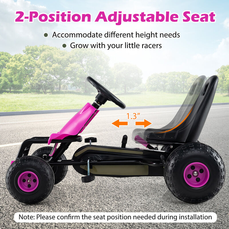 Kids Go Kart Pedal Car with Gear Shifter Steering Wheel and Handbrake for Driveway image number 6