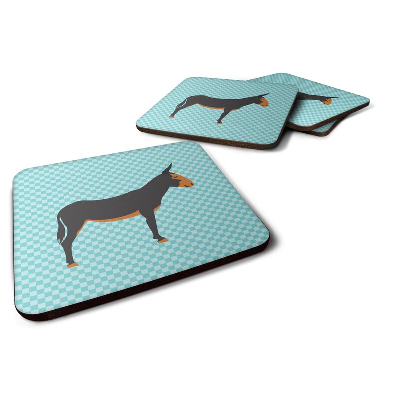 Caroline's Treasures Catalan Donkey Blue Check Decorative coasters, 3.5, Multicolor