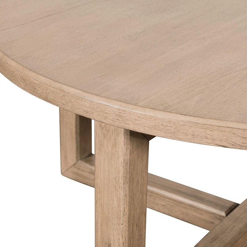 Liberty Furniture Living Room Round Cocktail Table Center Trestle - Barley Buff Birch Wood image number 5