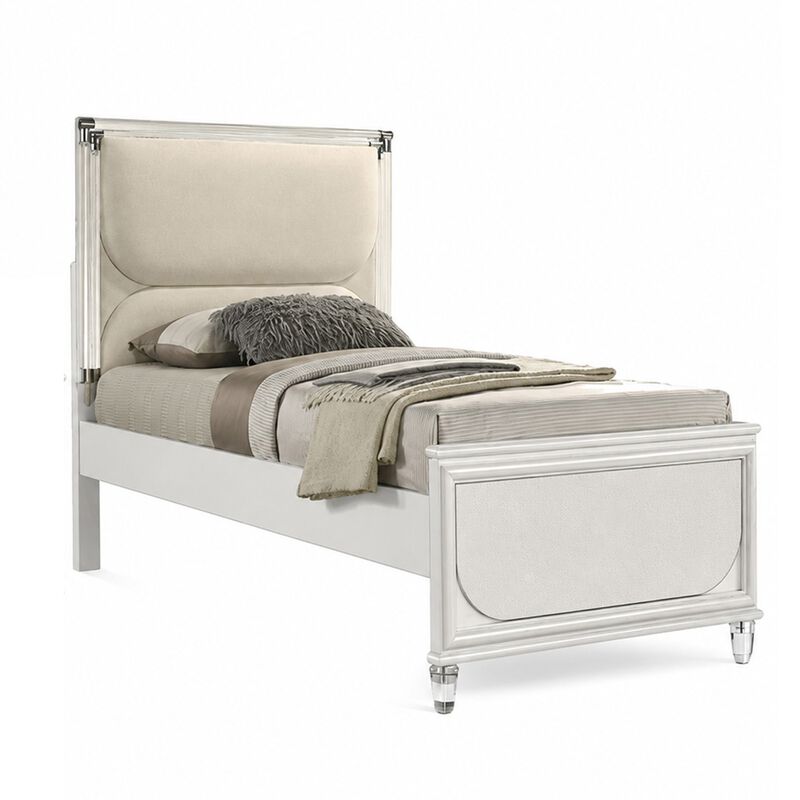 Full Bedroom Set, Pearl White and Clear, 3 Piece Set with Dresser and Nightstand image number 2