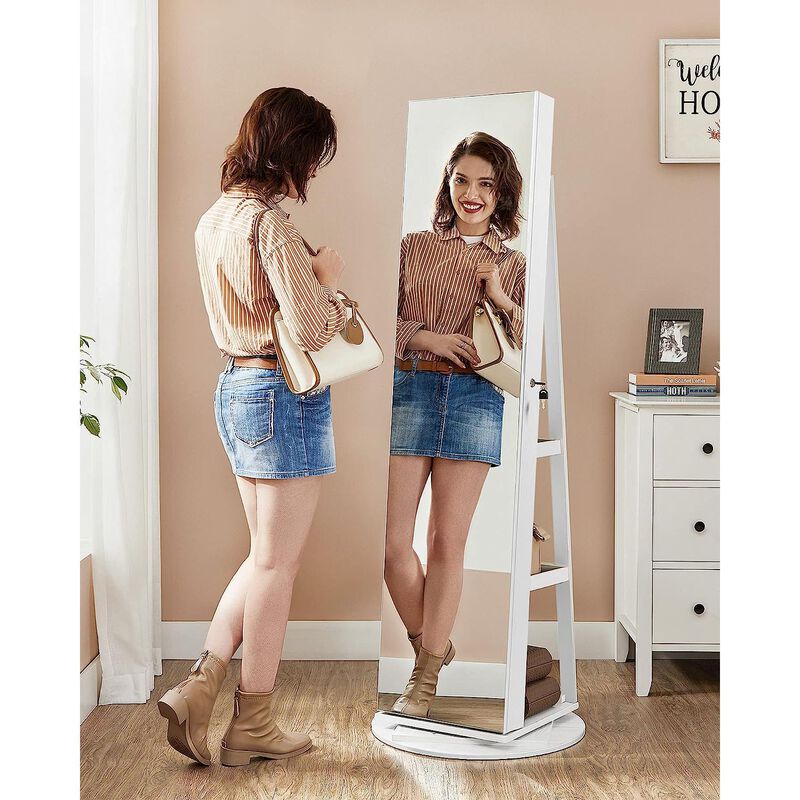 6-LED Lockable Mirror Jewelry Cabinet for Secure and Illuminated Storage