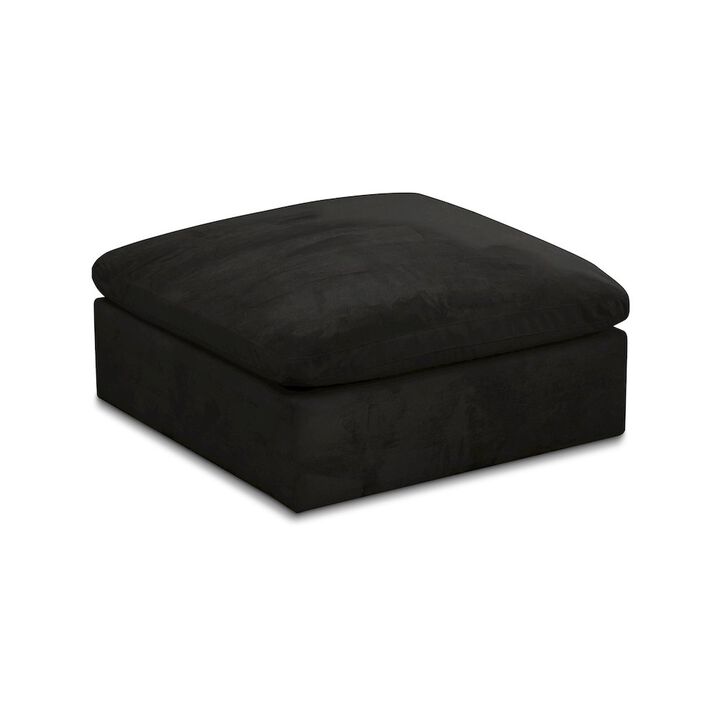 Meridian Furniture Cozy Black Velvet Ottoman