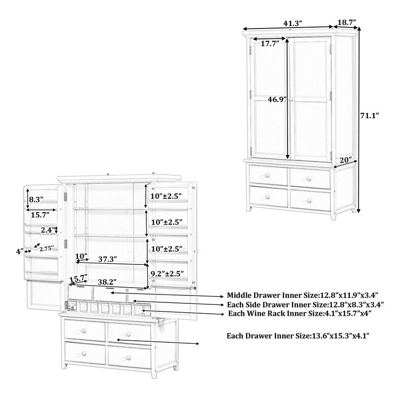 Skiftu Kitchen Pantry Cabinet Cupboard image number 6