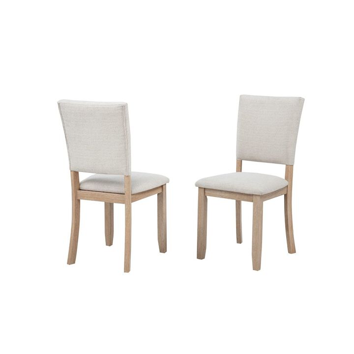 Camden Upholstered Dining Chair, Set of 2, Beige/Light Oak