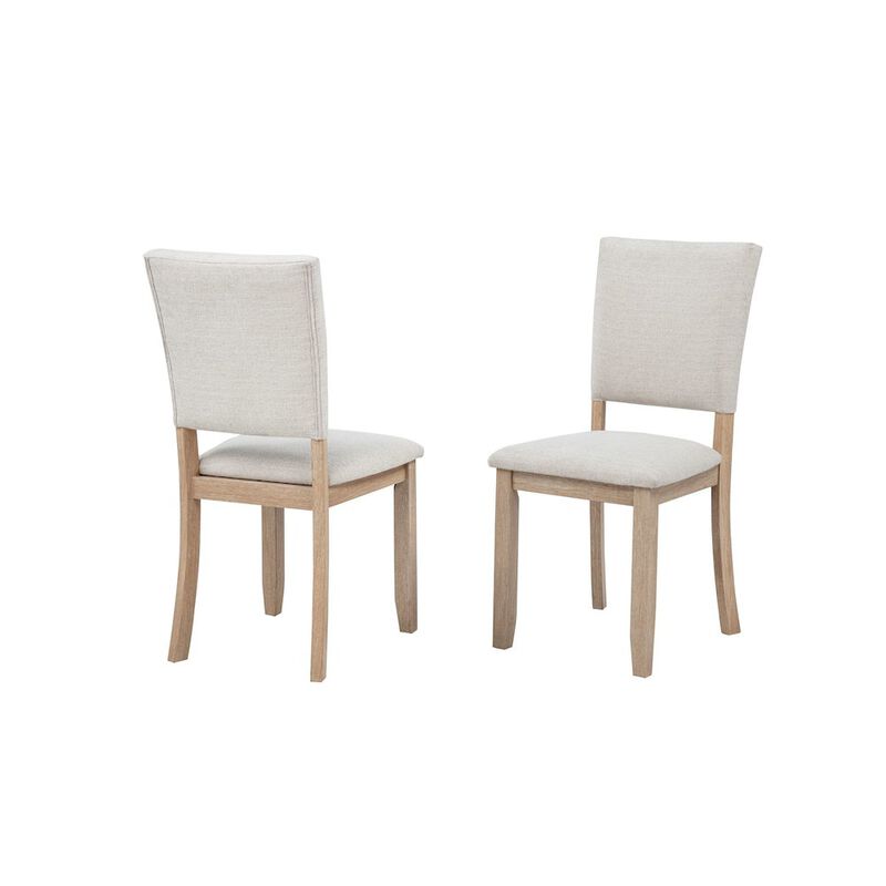 Camden Upholstered Dining Chair, Set of 2, Beige/Light Oak