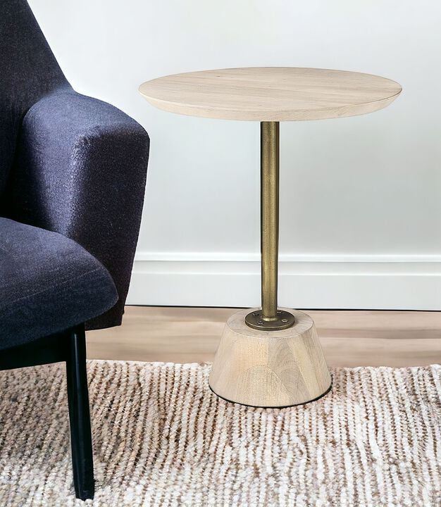 Solid Wood Round Accent Table with Durable Frame for Modern Interiors