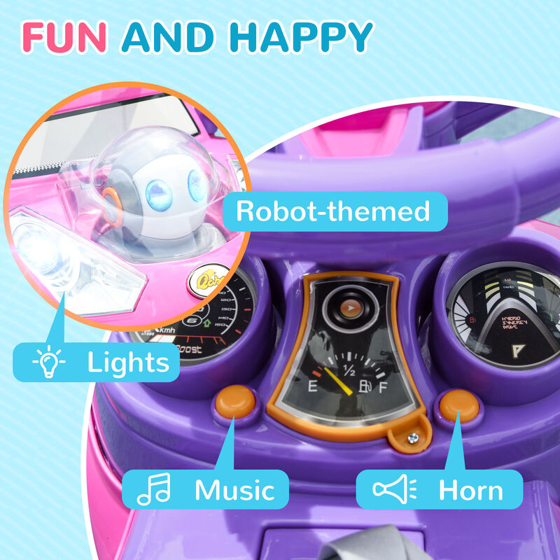 BreeBe 3 in 1 Push Car Sliding Car with Removable Handle, Music, Horn, Canopy, Safety Guardrail image number 6