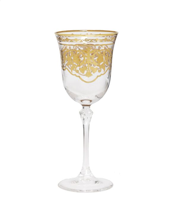 Set of 6 Water Glasses with Gold Artwork