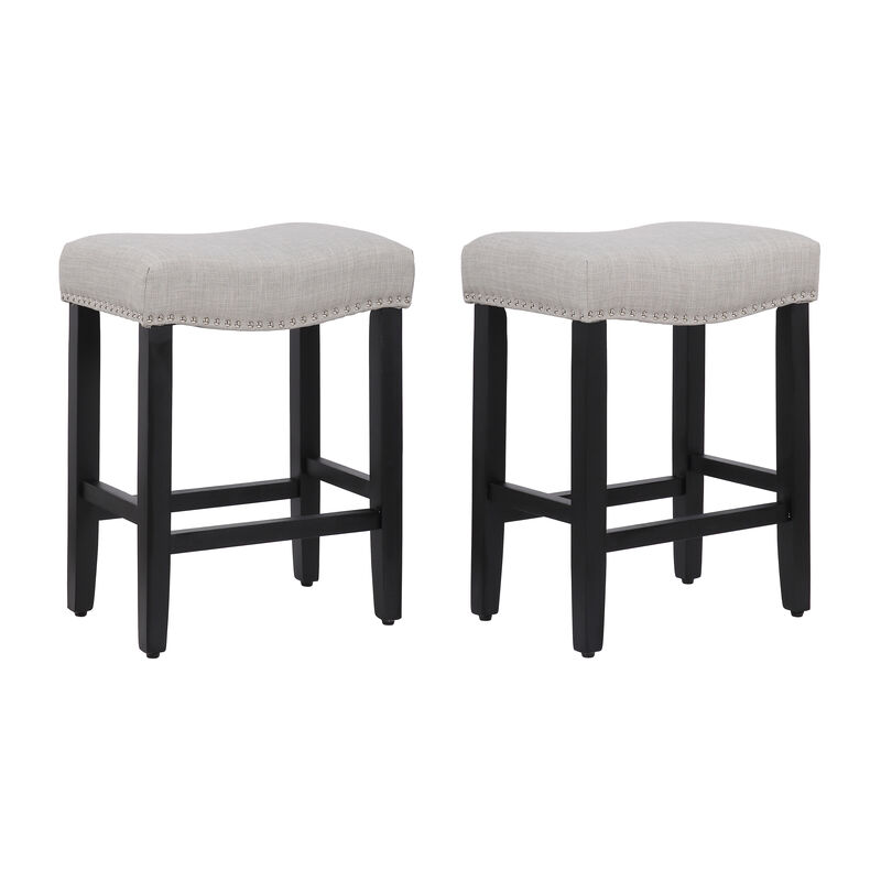 WestinTrends 24" Upholstered Saddle Seat Counter Stool (Set of 2)