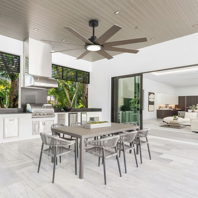 60 in. Matte Black Windmill Integrated LED Dimmable Ceiling Fan with Light and Remote