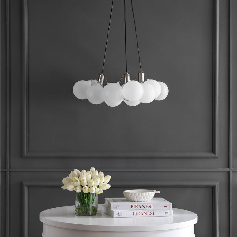 Aubrey 3-Light Mid-Century Glam Frosted Glass Orb LED Chandelier