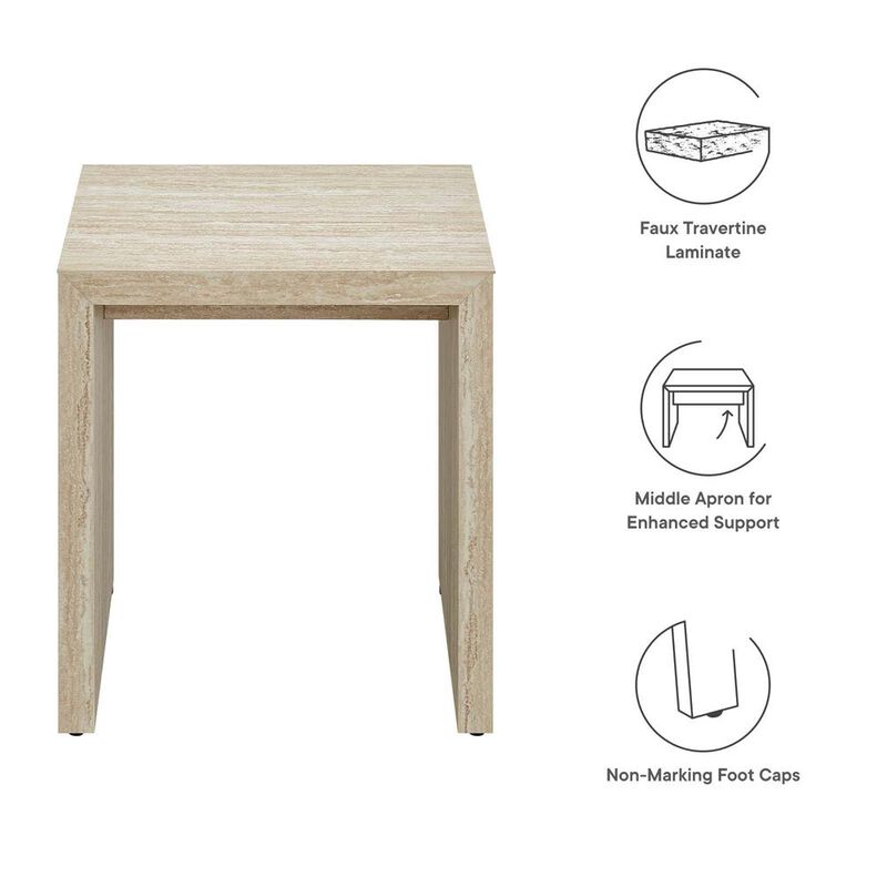 Mirella Faux Travertine Side Table image number 3