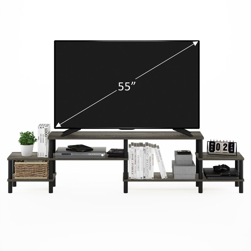 Furinno Furinno Turn-N-Tube Grand Entertainment Center for TV up to 80 Inch, French Oak Grey/Black