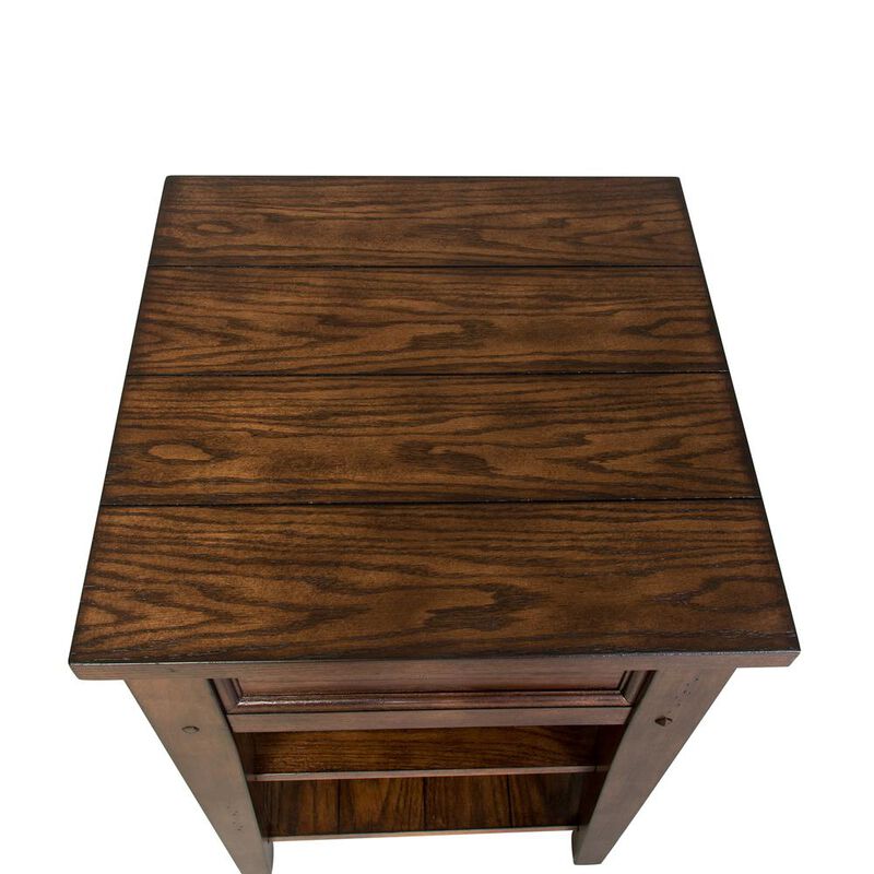 Liberty Furniture Lake House Chair Side Table in Rustic Brown Oak image number 3