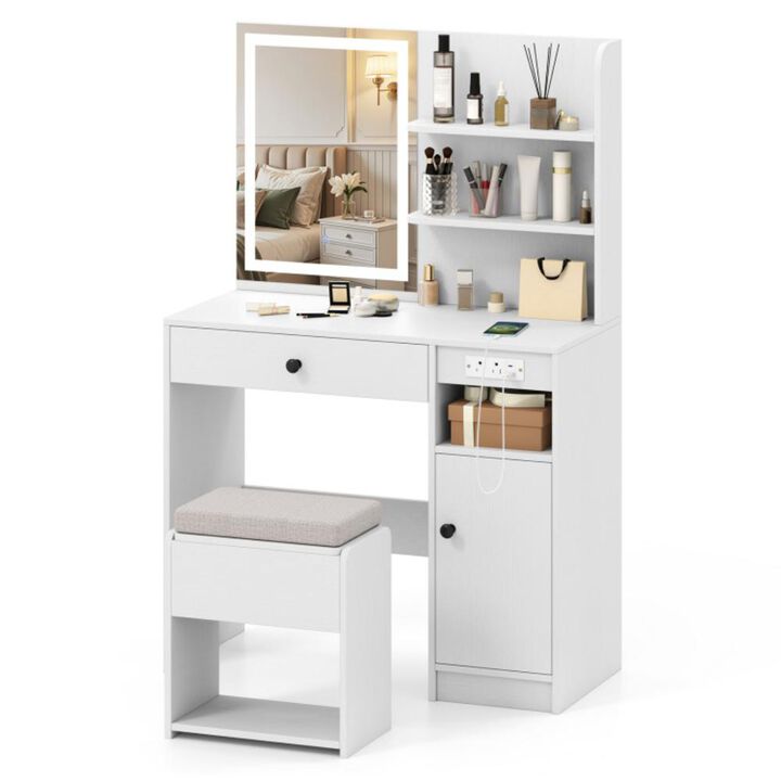 Hivvago Vanity Desk with Mirror and Lights