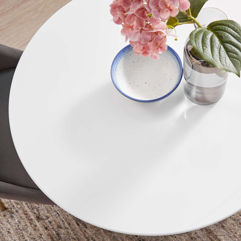 Modway - Lippa 28" Round Wood Dining Table Gold White image number 4