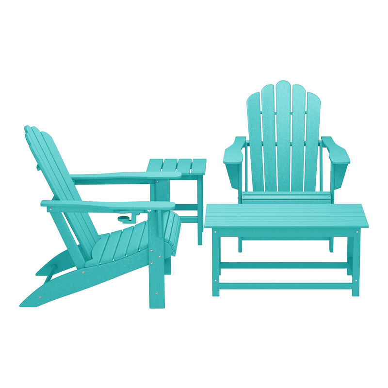 WestinTrends 4-Piece Adirondack Chairs with Cup Holders and Table Set