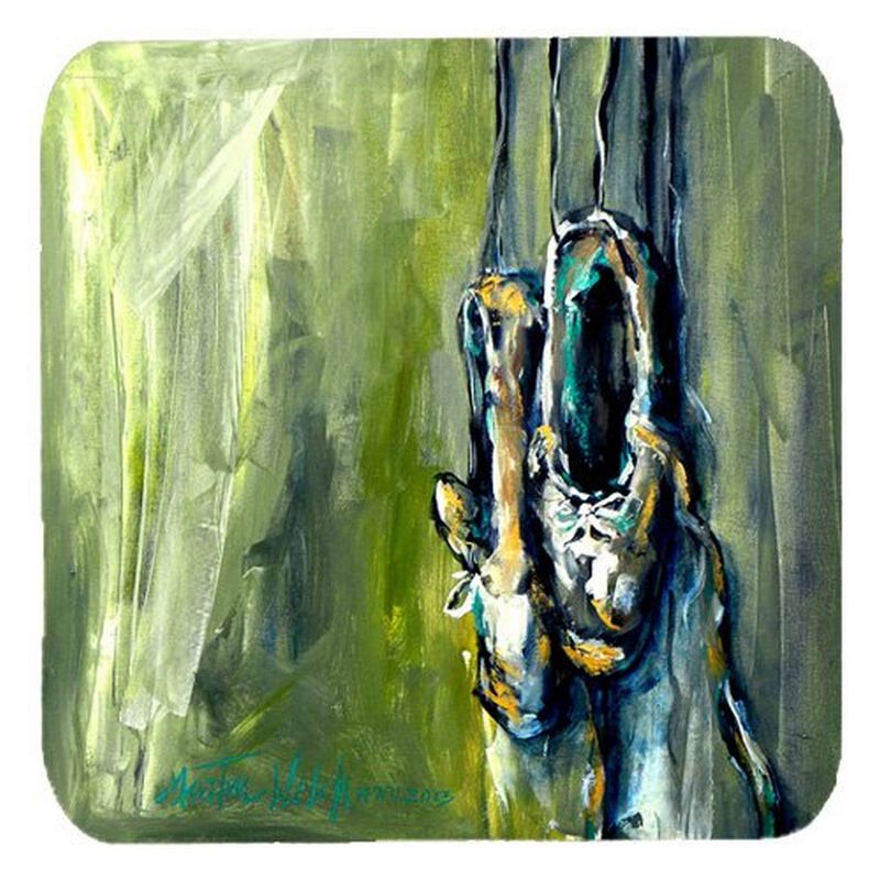 Caroline's Treasures MW1068FC Ballet Topal Green Foam Coasters (Set of 4), 3.5 H x 3.5 W, Multicolor