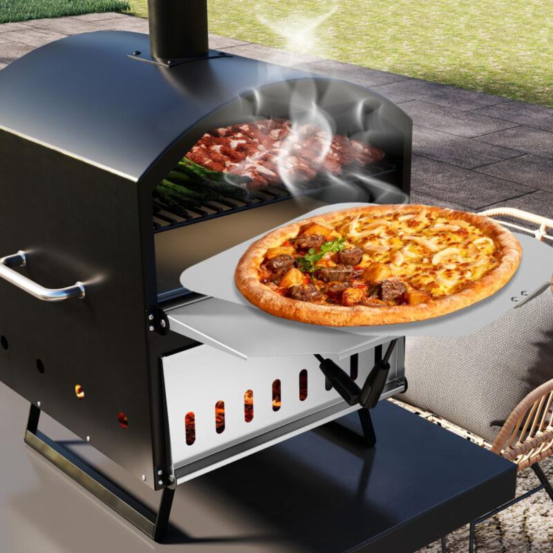 Hivvago Outdoor 2-Layer Wood Fired Pizza Oven with Square Stone