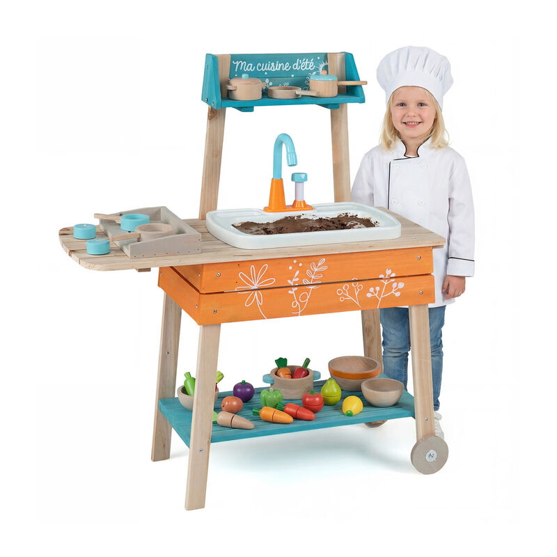 Wooden Toy Kitchen Playset for Kids with Removable Sink for Patio and Backyard-Multi-Color image number 6