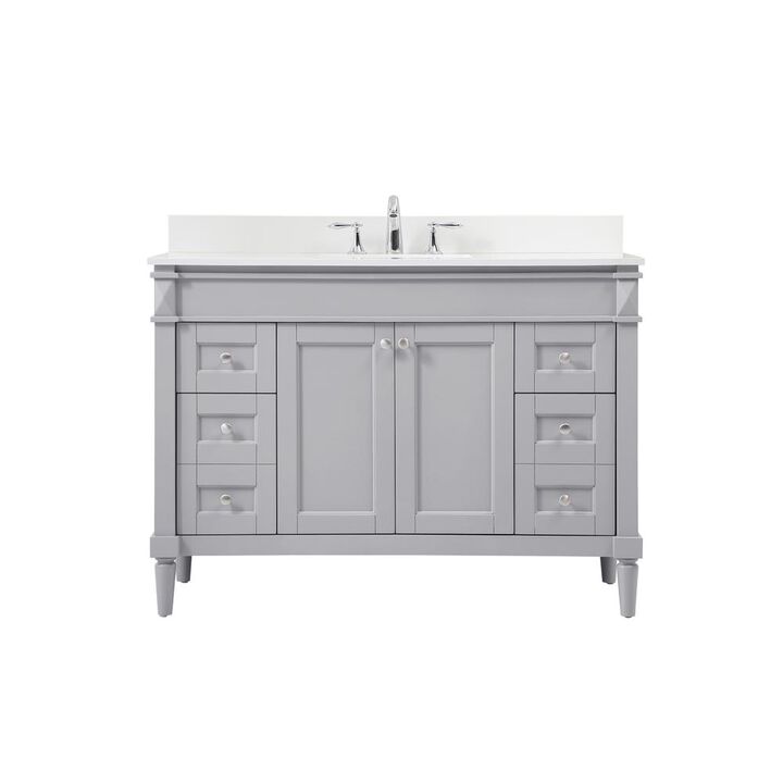 Elegant Kitchen and Bath 48 inch Single bathroom vanity in grey with backsplash