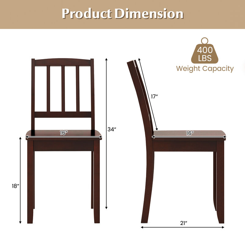 Wood Dining Chair Set of 2 with Rubber Wood Legs image number 3