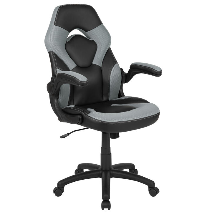 X10 Gaming Chair Racing Office Ergonomic Computer PC Adjustable Swivel Chair with Flip-up Arms, / LeatherSoft