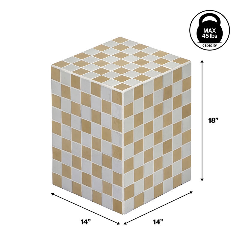 Callista Modern Bohemian Ceramic Tiled Rectangle End Table
