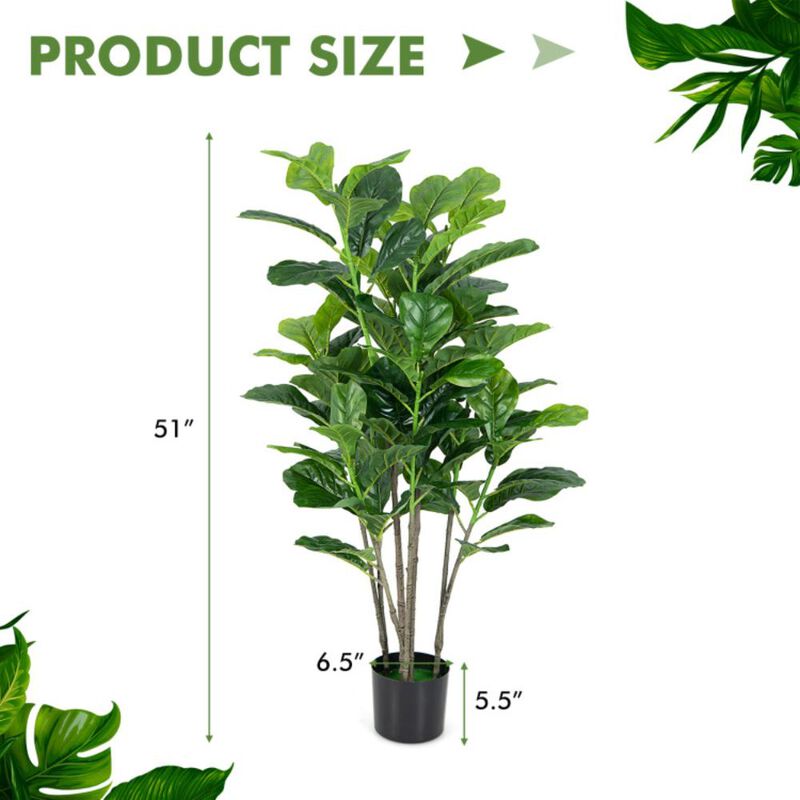 Hivvago 2-Pack Artificial Fiddle Leaf Fig Tree for Indoor and Outdoor