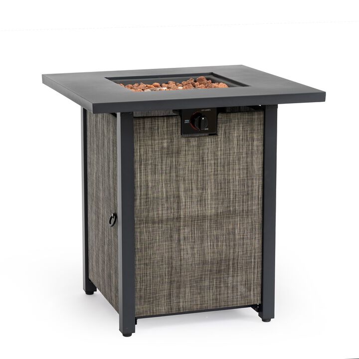 28" Propane Gas Fire Pit Table, 50000 BTU Square Steel Fire Pit for Outside Patio Deck Garden Courtyard