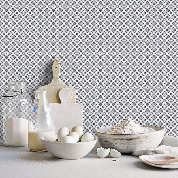 Just Kitchens Leaf Dot Spot Blue Wallpaper G45433