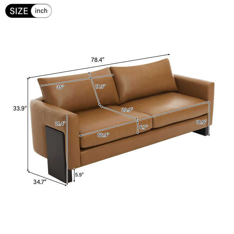 Merax Elegant PU loveseat with Architectural Integrated Armrests image number 3