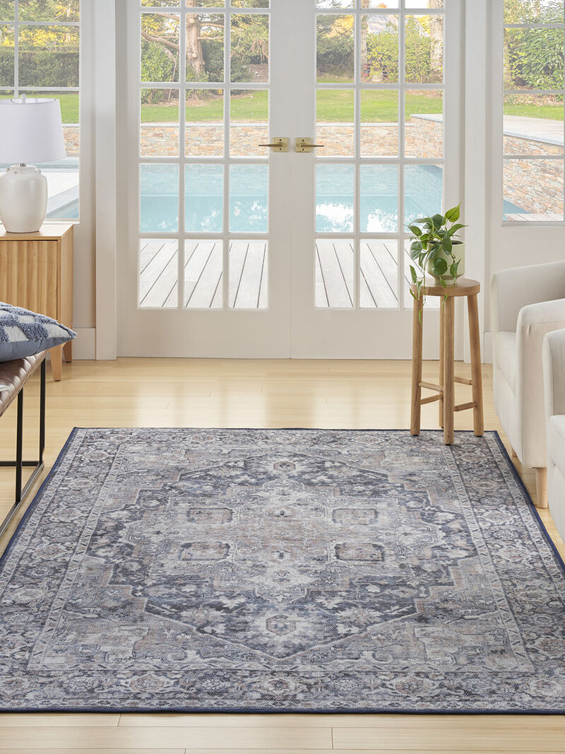 Machine Washable Series 1 SR101 Ivory/Navy 6' x 9' Rug