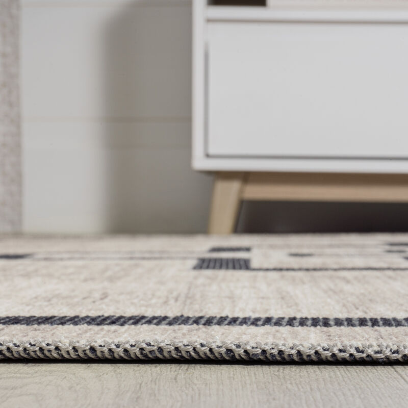 Ashkii Minimalist Medallion Machine Washable Area Rug