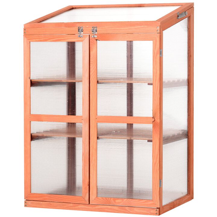 Wooden Plant Nursery: 30"x24"x43" Mini Greenhouse Cold Frame