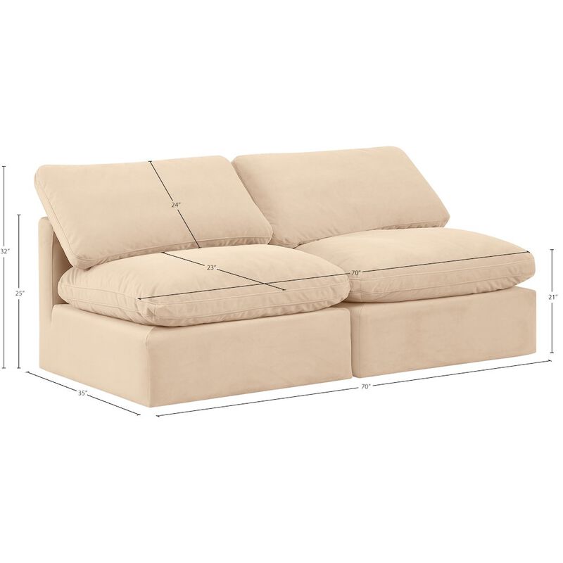 Meridian Furniture Indulge Beige Velvet Modular Sofa
