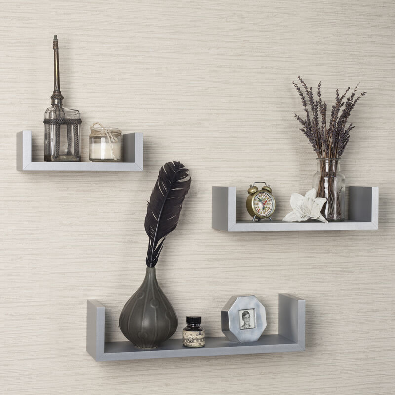 Floating 'U' Laminated Veneer Shelves (Set of 3)